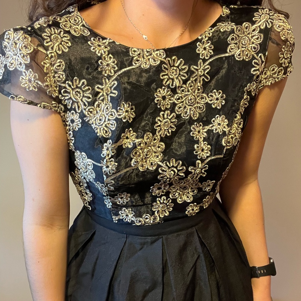 2/$20 Black and Gold fit and flare Cocktail Dress